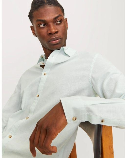 Jack & Jones White Regular Fit Long Sleeve Shirt for men