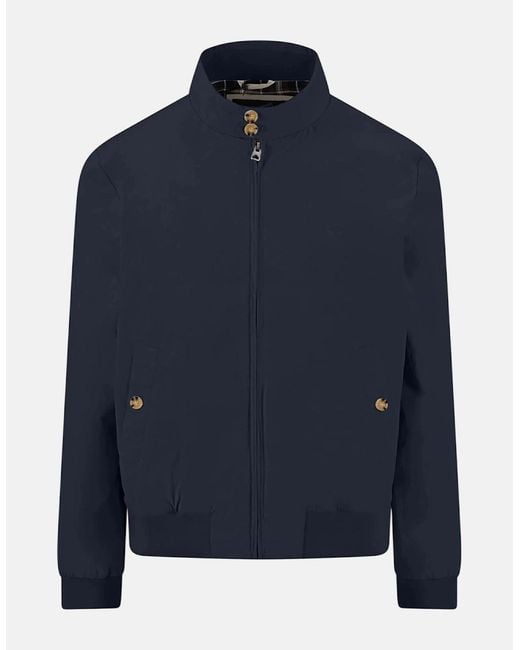 Fynch-Hatton Blue Stand Collar Harrington Jacket Dark for men