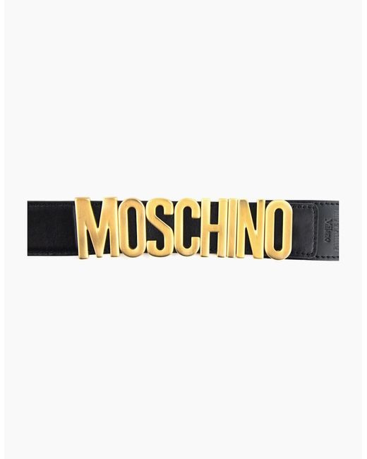 Moschino Black Couture Logo Calfskin Belt for men