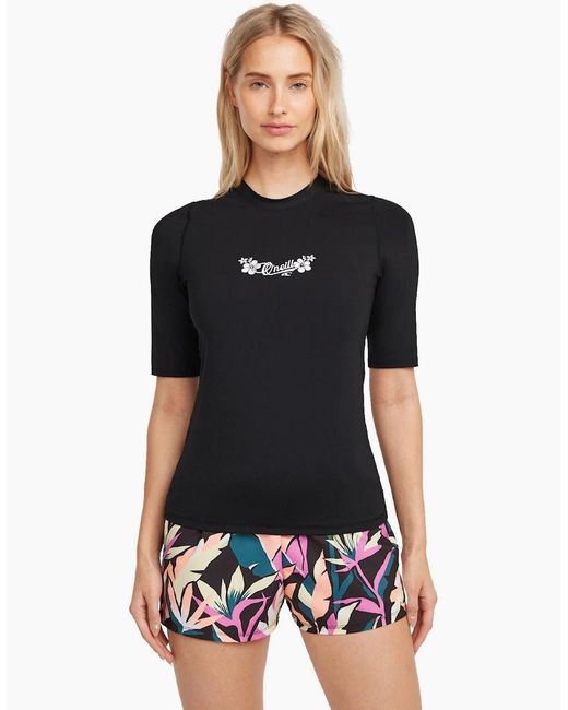 O'neill Sportswear Black Skins Short Sleeve Rash Vest