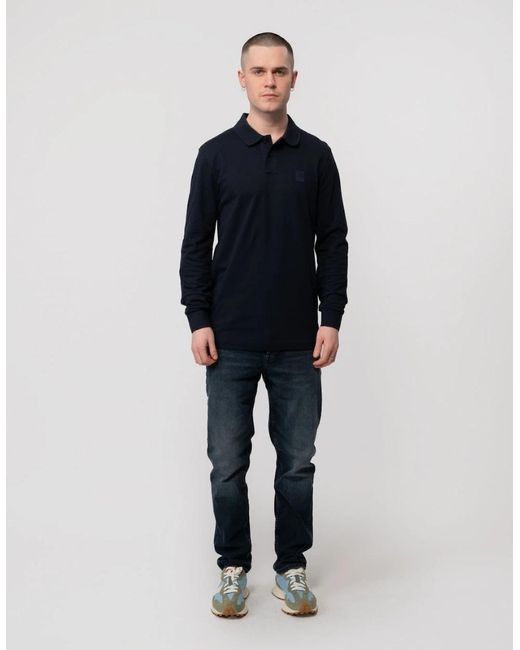 Boss Blue Boss Passerby Long Sleeve Stretch-Cotton Polo Shirt With Logo Patch Nos for men
