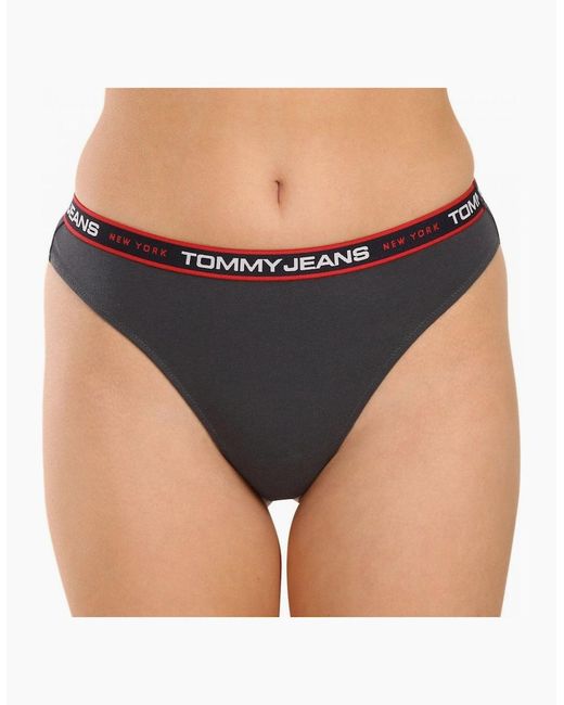 Tommy Hilfiger Black 3-Pack Tommy Jeans Waistband Thongs, /Charcoal