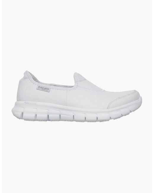 Skechers White Sure Track Slip On Sports Shoes