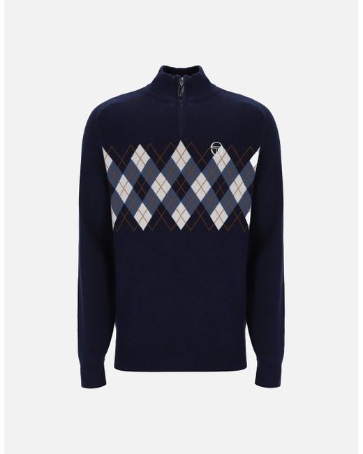 Sergio Tacchini Blue Sangro Quarter Zip Knitted Jumper Maritime for men