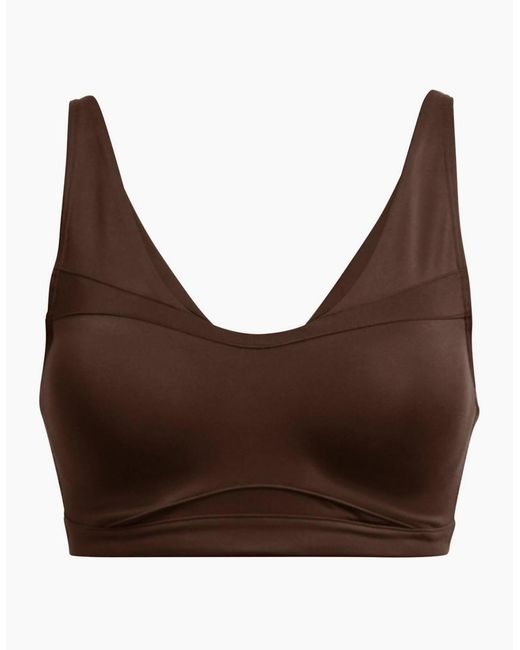 Under Armour Brown Smartform V-Neck Sports Bra With Spaghetti Straps