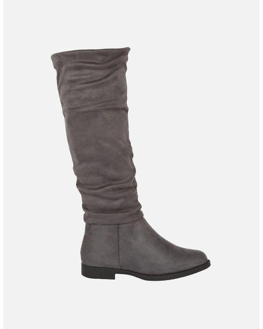 Dorothy Perkins Brown Ladies Karina Ruched Flat Knee-High Boots