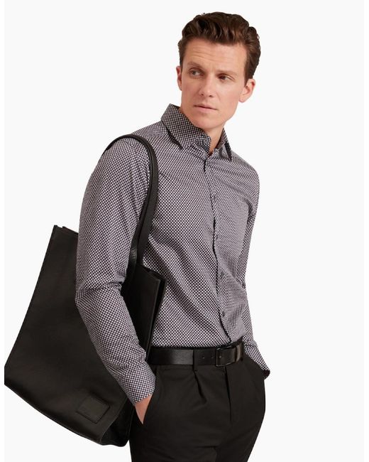 Ted Baker Gray Jozef Mini Geo Print Shirt for men