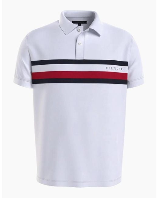 Tommy Hilfiger White Polo Shirts Flag Logo Short Sleeve Cotton Casual New Tee for men