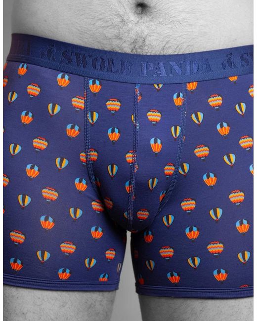 Swole Panda Blue Hot Air Balloons Bamboo Boxer Brief for men