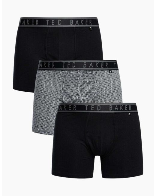 Ted Baker Black 3-Pack Geo Print Boxer Briefs for men