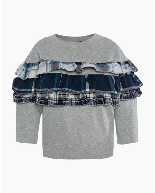 DIESEL Gray F Adelia Sweatshirt Pullover Crew Neck Ruffle Check Jumper for men