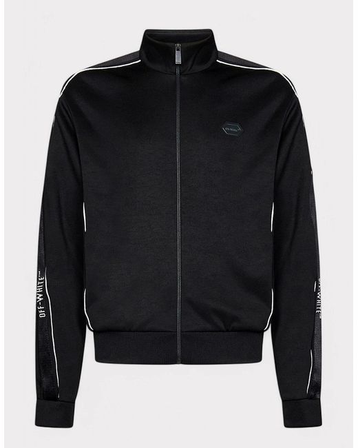 Off-White c/o Virgil Abloh Black Knit Tape Track Jacket Nylon for men
