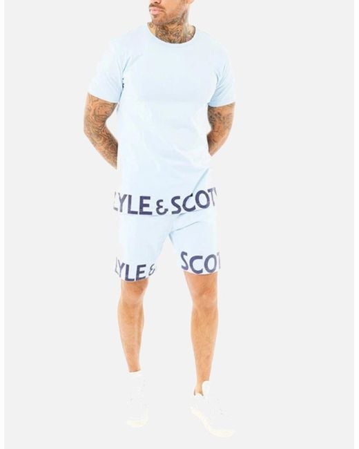 Lyle & Scott Blue Lyle & Scott Lounge Set T-Shirt Shorts Sleepwear Loungewear Summer New for men