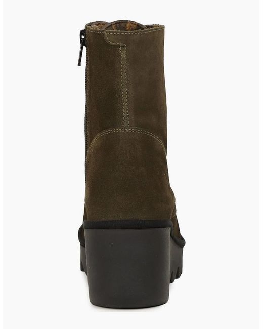 Fly London Green Birr Wedge Heel Boots
