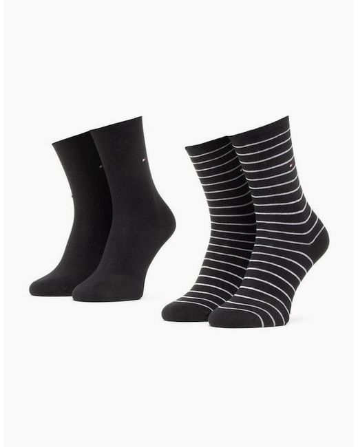 Tommy Hilfiger Black 2-Pack Small Stripe Socks
