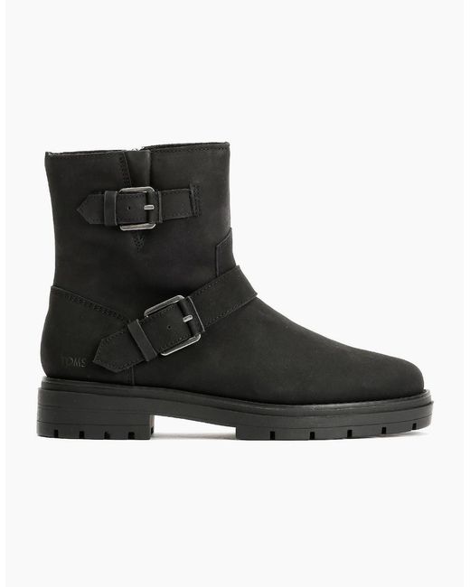 TOMS Black Ionie Moto Nubuck Leather Boots
