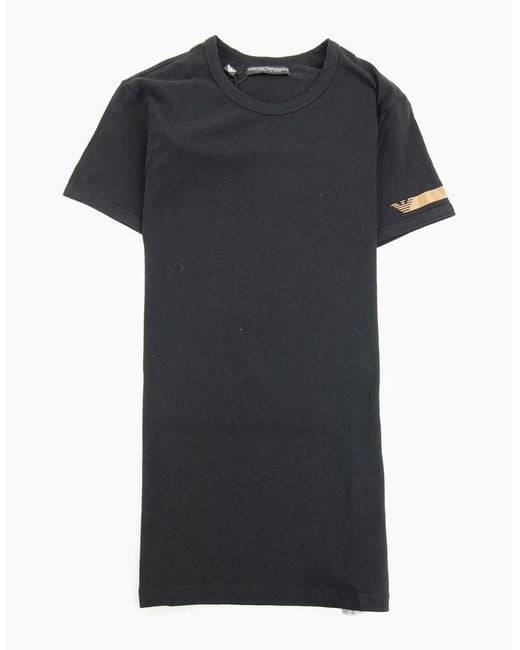 Emporio Armani Black Arm Tape Logo S/S T Shirt for men