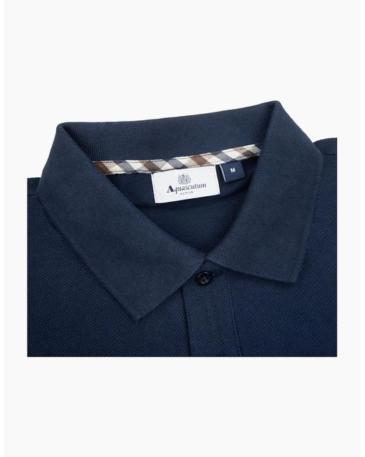 Aquascutum Blue Active Pique Logo Polo for men