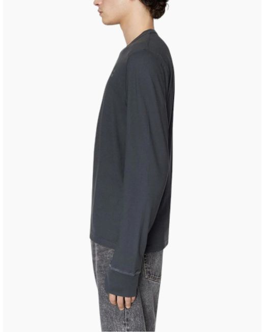 DIESEL Black T-Jubind-Ls-Slits T Shirts Cotton Crew Neck Long Sleeve Tee for men