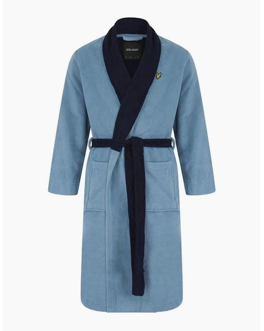 Lyle & Scott Blue Shawl Neck Long Sleeve Robe for men