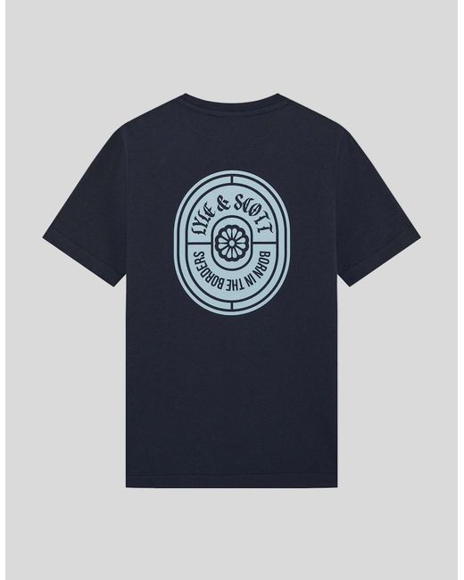 Lyle & Scott Blue Graphic Badge Cotton T-Shirt for men