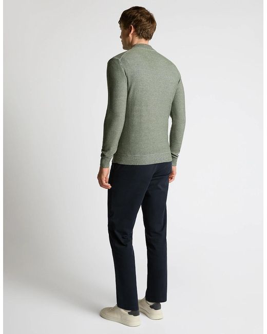 Remus Uomo Green Two Tone Half Zip Knit Sweater for men