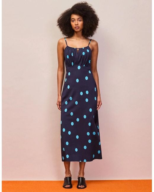 Ro&zo Blue And Spot Keyhole Dress