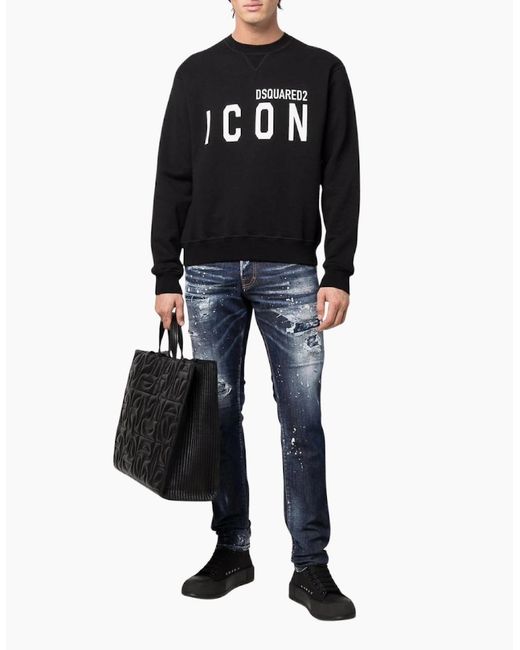 DSquared² Black Sweatshirt Large Icon Cool Logo for men