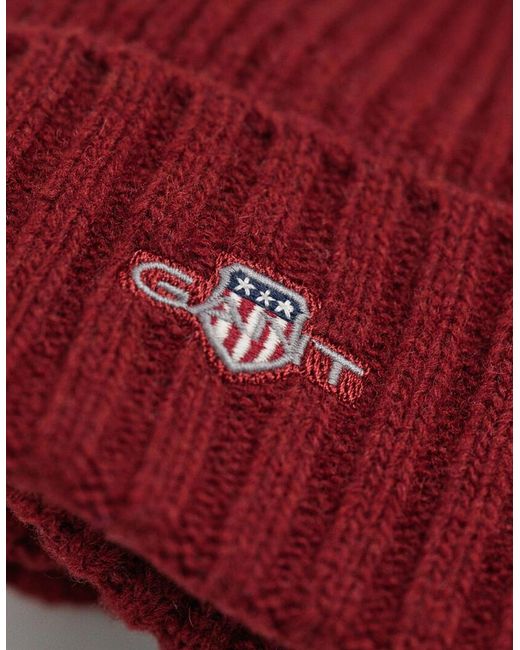 Gant Red Shield Wool Beanie Plumped for men