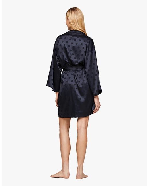 Tommy Hilfiger Blue Kimono Polka Dots Bathrobe Desert Sky