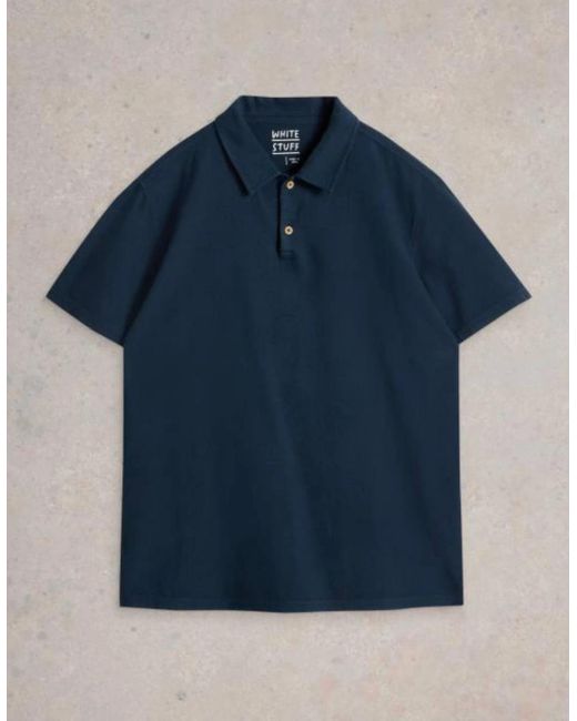 White Stuff Blue Anderby Woven Polo Dark for men