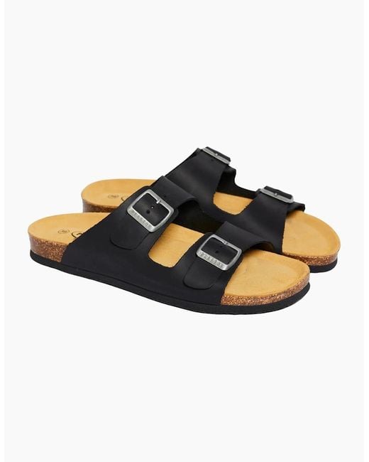 Plakton Black Barna Two-Strap Sandals for men