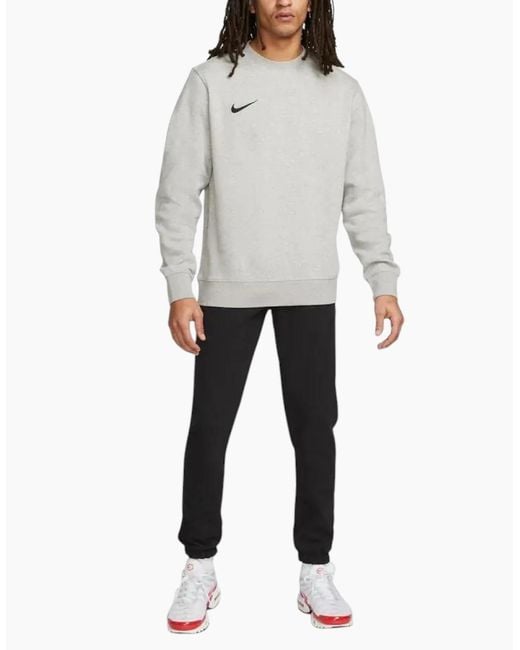 Nike Gray Cw6902 Fleece Sweatshirt Crew Neck Swoosh Park 20 Winter Pullover Top for men