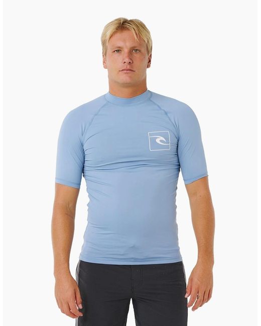 Rip Curl Blue Rip Curl Streamline Upf Short Sleeve Rash Vest for men