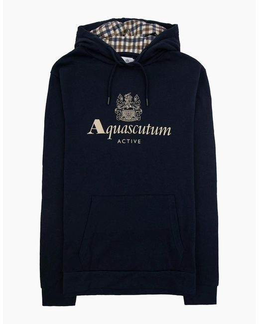 Aquascutum Blue Active Big Logo Hoodie for men