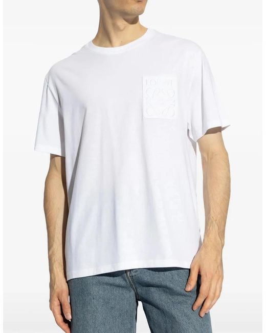 Loewe White Anagram Pocket Embroidery T-Shirt for men