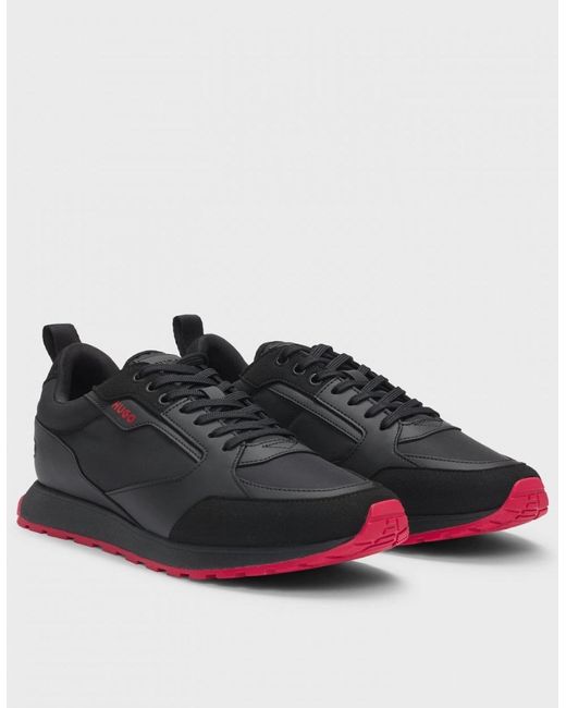 Boss Black Hugo Icelin Runn Mixed-Material Trainers With Branded Accents for men