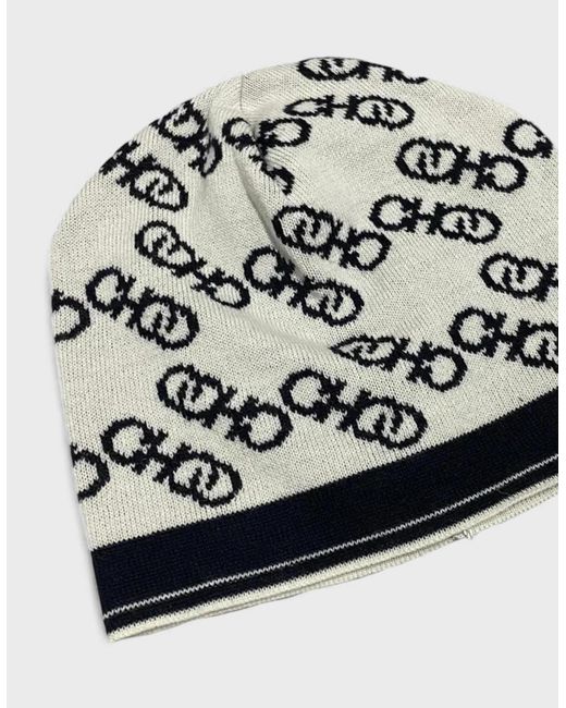 Jimmy Choo Blue Logo Wool Blend Beanie
