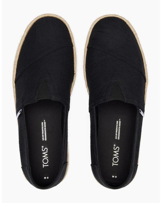 TOMS Black Alpargata Rope 2.0 Slip On Shoes for men