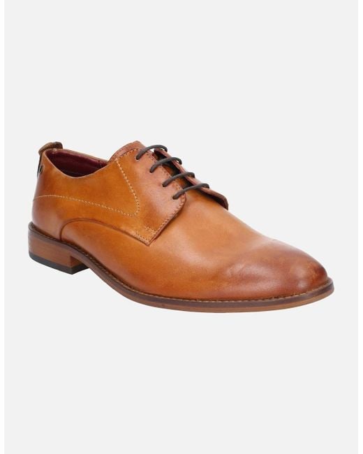 Base London Brown London Script Washed Leather Oxford Shoes for men