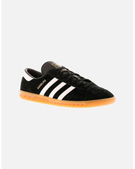 Adidas Originals Black Trainers Hamburg Leather Lace Up Uk Size for men