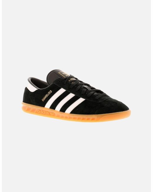 Adidas Originals Black Trainers Hamburg Leather Lace Up Uk Size for men