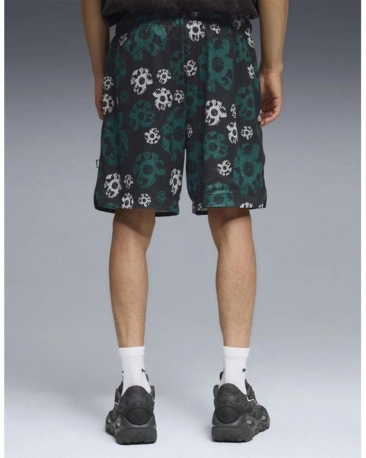 PUMA Green Hoopocalypse Reversible 7In Basketball Shorts for men