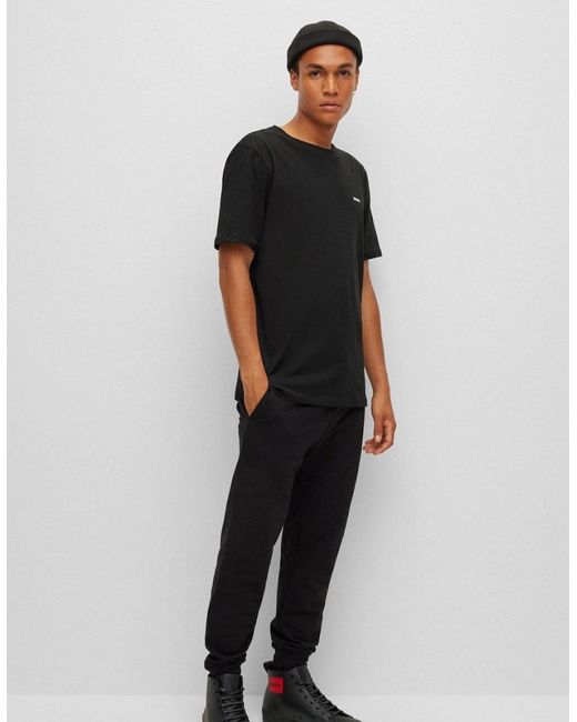 Boss Black Hugo Dero222 Cotton-Jersey T-Shirt With Logo Print for men