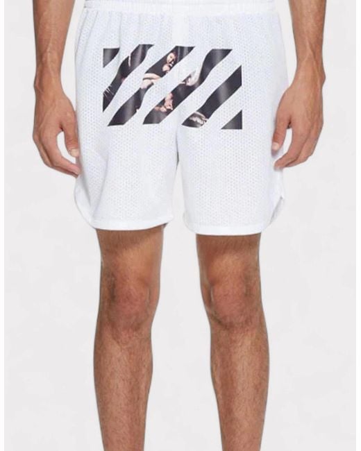 Off-White c/o Virgil Abloh White Caravaggio Diag Stripe Shorts for men