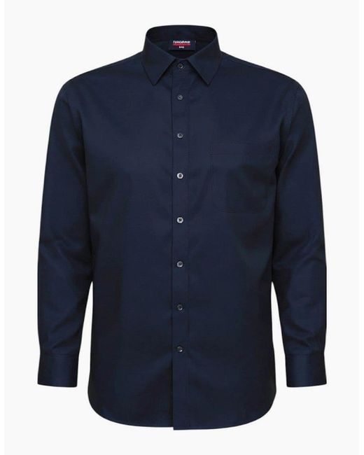 ESPIONAGE Blue Button Down Collar Big & Tall Long Sleeve Shirt for men