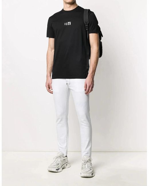 DSquared² Black Small Icon Logo Print T-Shirt for men