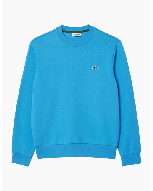 Lacoste Blue Fleece Crew Neck Sweatshirt Knitted Jumper Long Sleeve Sweat Tops for men
