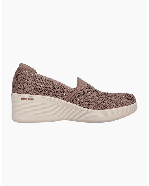 Skechers Brown Pier-Lite My Reflection Polyester Mocha Trainers
