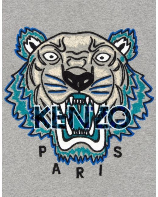 KENZO Gray Sweat Sweatshirts Crew Neck Long Sleeve Pullover Winter Casual Jumper for men